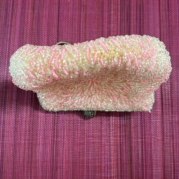 Vintage Micro Glass Beaded Pink Starburst Purse - Picture 11 of 14